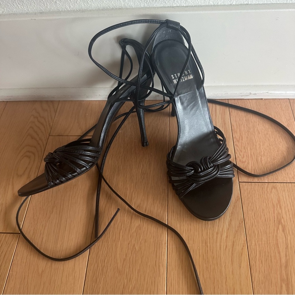Stuart Weitzman Black Strappy Lace Up Heels Size 6 Unworn